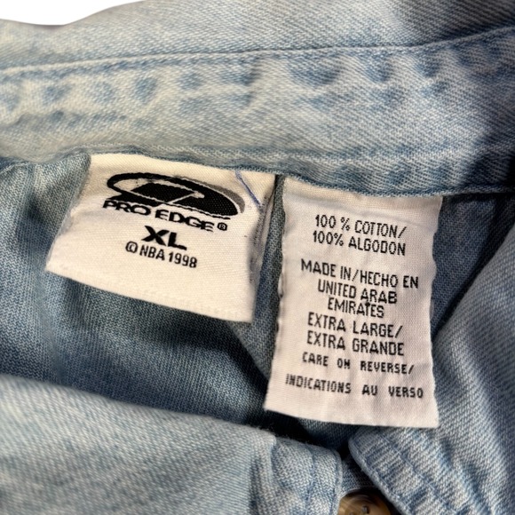 VTG Pro Edge Men's Denim Chicago Bulls Basketball Jean Button Down Shirt Sz XL - Picture 6 of 9